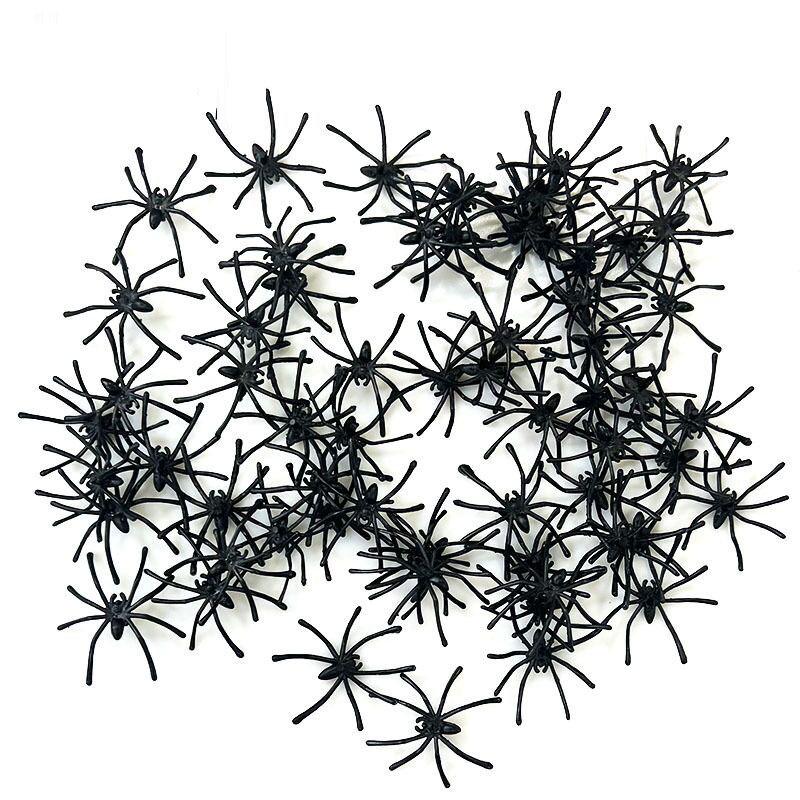 Mini Halloween Spider Decoration: Plastic Spider with Cotton Web Ornament