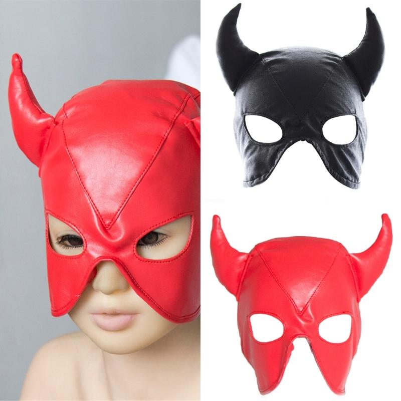 Kaptur PU Czarny Pokrowiec na Głowę Maska do Odgrywania Ról Nieznana Tajemnica Flirtująca Zabawa