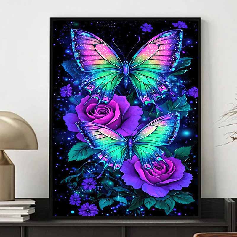 

Новое поступление 5D DIY Полная круглая алмазная живопись «Бабочки и цветы» Вышивка крестом Домашний декор Подарок 20x30cm