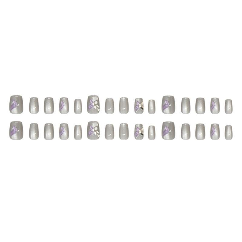 Katzenaugen Press-on Nagel Schmetterling Quadratisch Acryl Falschnagel Wiederverwendbarer Aufklebenagel für DIY Nagelkunst Maniküre Dekorationen