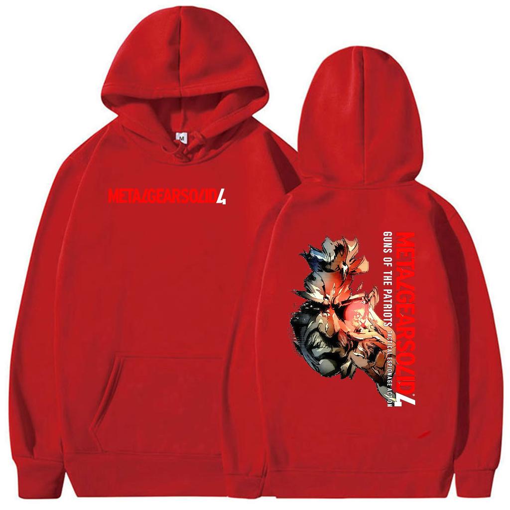 Game Metal Gear Solid 4 Print Hoodie Unisex Vintage Fashion Pullover Sweatshirt Casual Fleece Long Sleeve Hoodies Streetwear