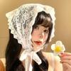 Women Elegant Lace Triangle Headscarf Lace Up Hair Accessory Summer Flower Mesh Scarf Wrap Boho Style Hair Band Soft Headband