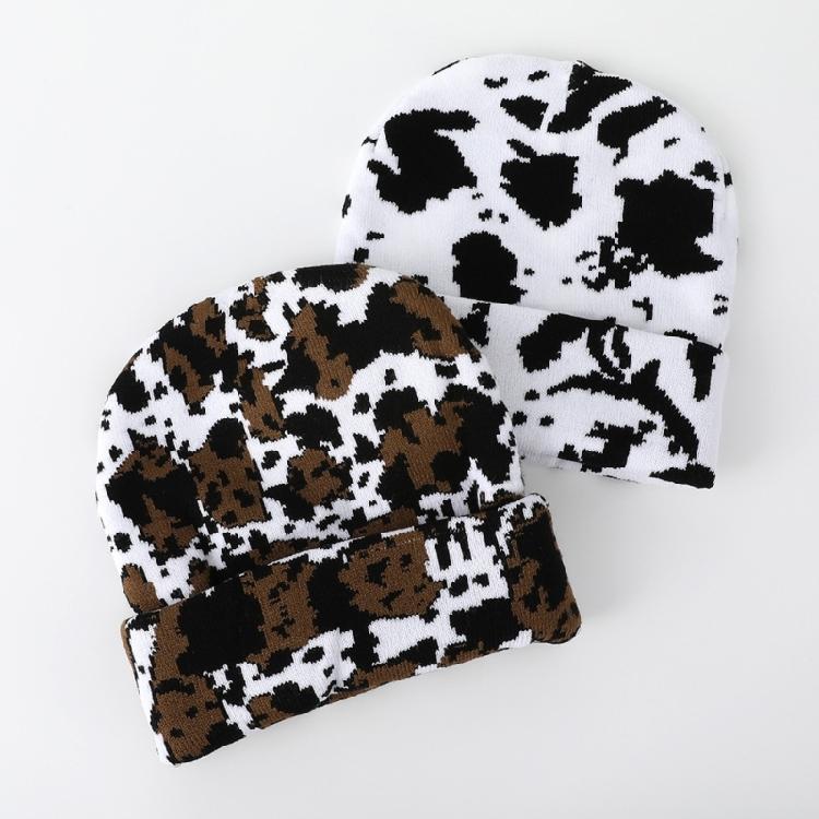 Halloween Knitting Cow Pattern Soft Unisex Hat Adult Outdoors for Ski Cycling