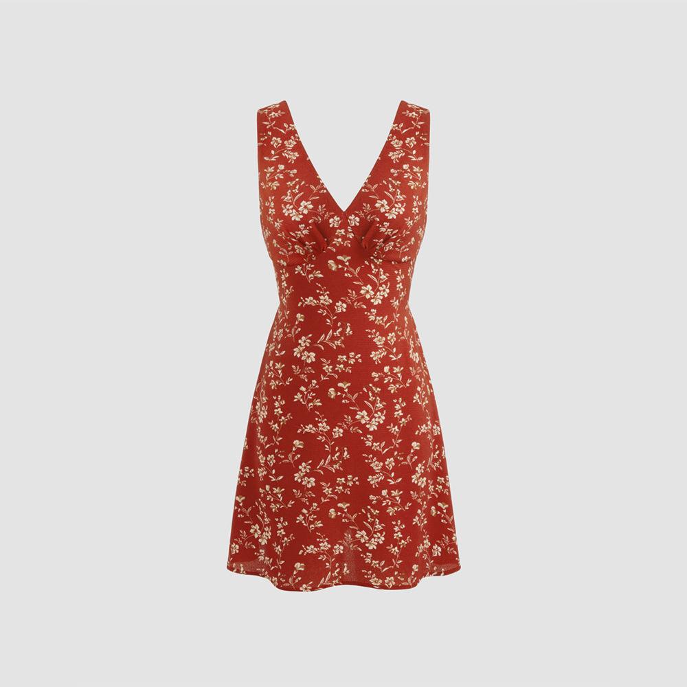 

2025 Новое облегающее удобное модное платье с талией Женское модное элегантное свободное платье с принтом весна-лето XL красный