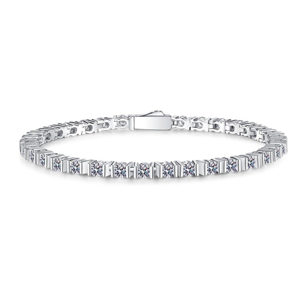 Row of Diamonds Simple Light Luxury Bracelet Single 0.1 Carat Women's Moissanite PT950 Platinum - Everyday Versatility