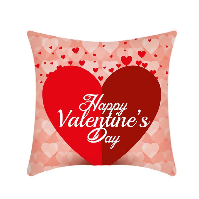 New Valentine's Day Pillow Linen Short Plush Car Pillow Red Love Pillow Cover Bed Cushion