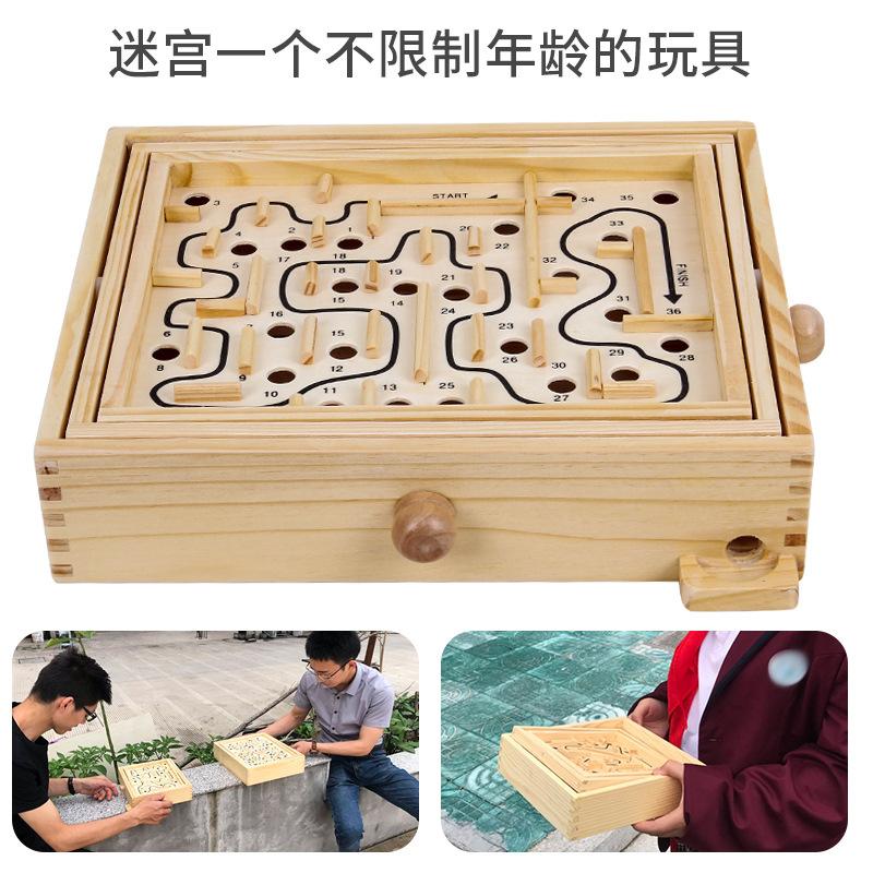 Rozwój inteligencji u dzieci Drewniana kula Trójwymiarowy labirynt Zabawki edukacyjne wczesnoszkolne Piłka do chodzenia