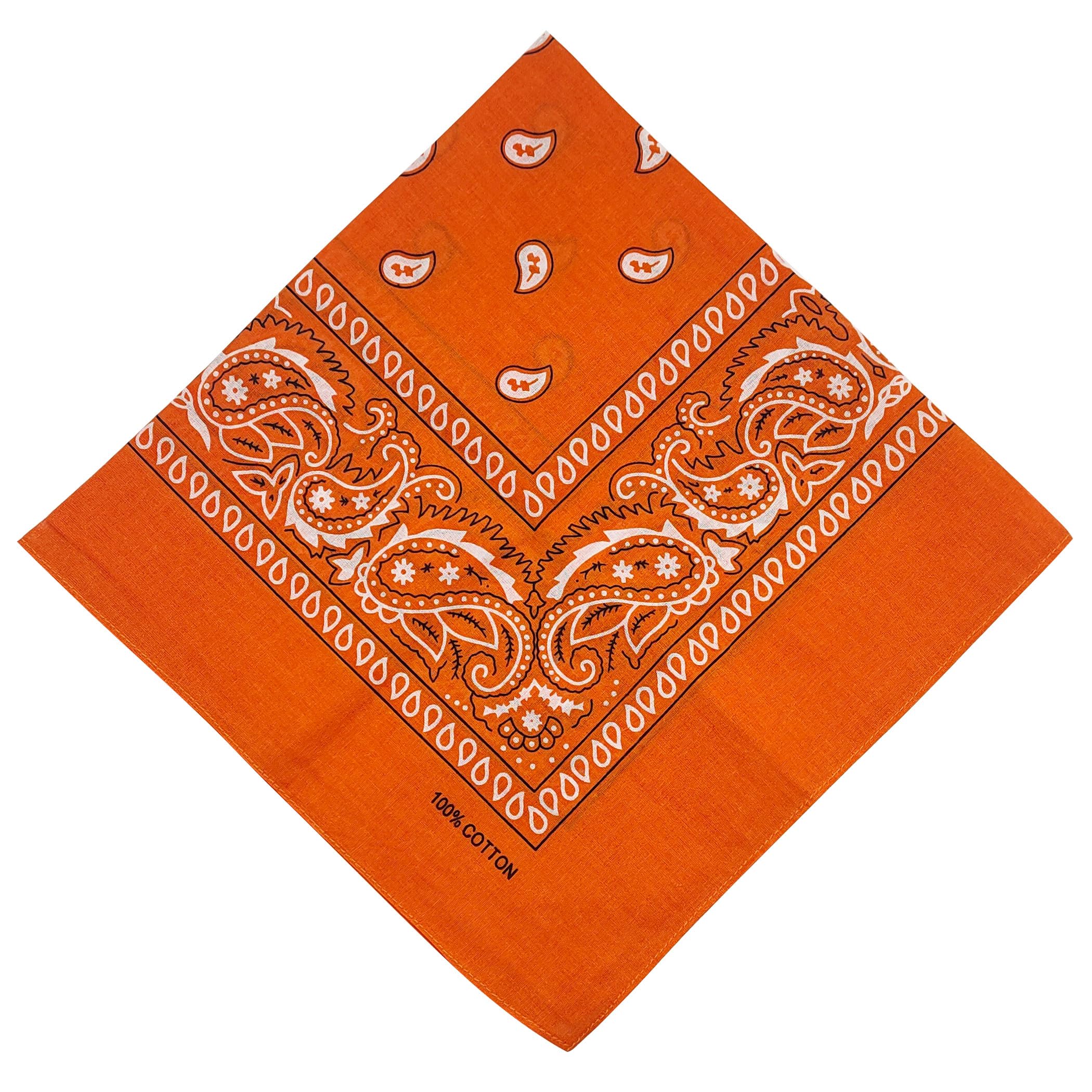 

kakatrend bandana orange paisley 100% cotton bandana adult stylish handkerchief cotton bandana unisex durag large 55cm x 55cm