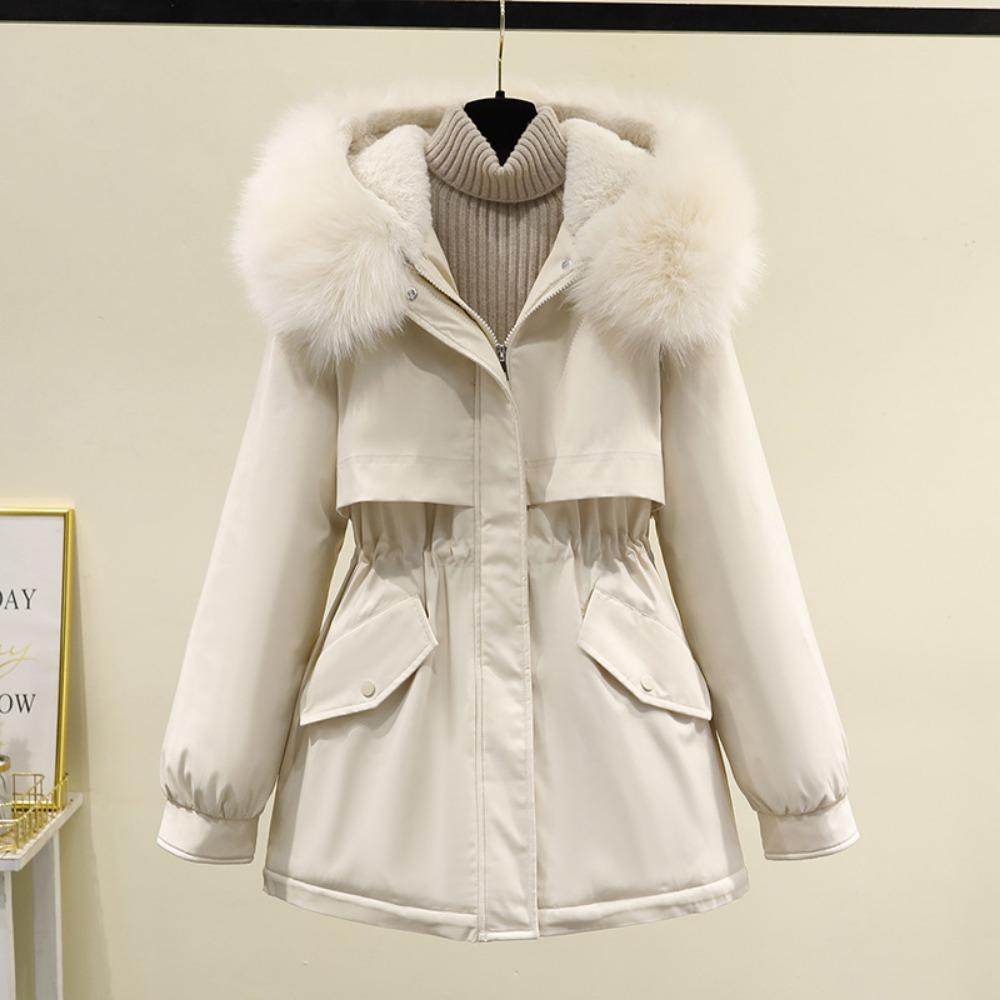 

Women s Winter Parka – Short, Loose-Fit Plus-Size Down-Padded Jacket and Velvet-Lined Thick Quilted Jacket XXXL бежевий
