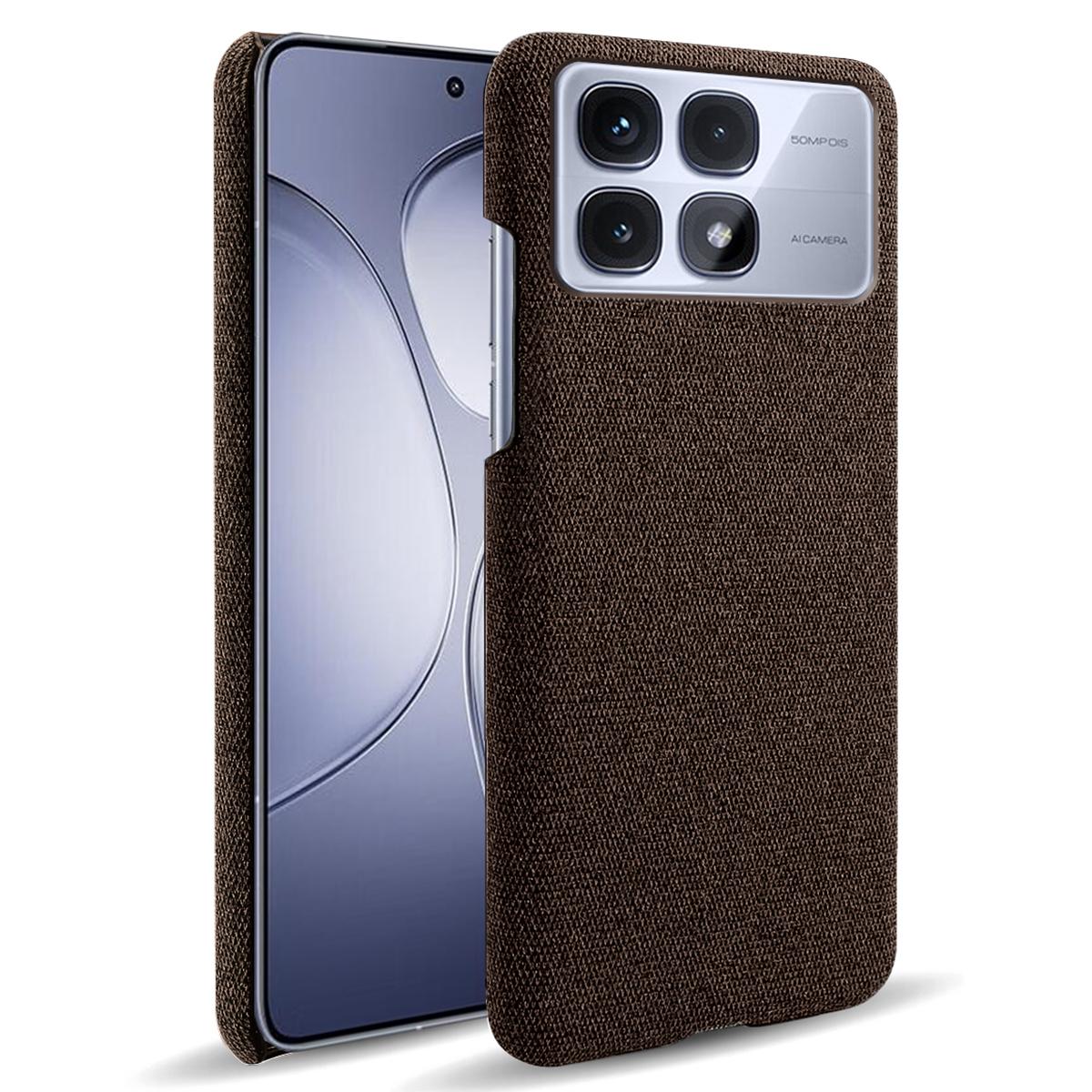 

For Xiaomi Redmi K70 Ultra Case Cloth Texture Anti-Scratch Protective PC Phone Cover Brown