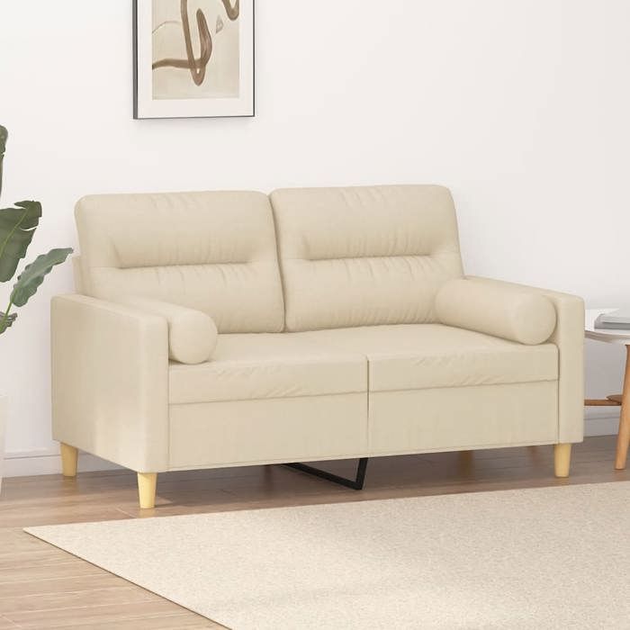 Canapé 2 places - Maison Exclusive - Crème - Tissu 100% polyester - Cadre métal