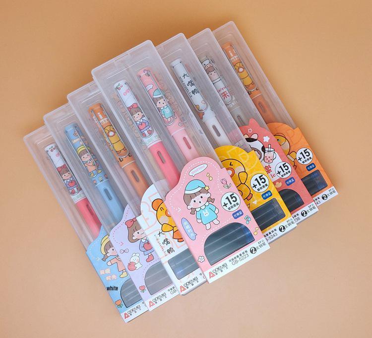 Odeme Student Pen Set: 2 Pens + 15 Refillable Ink Cartridges