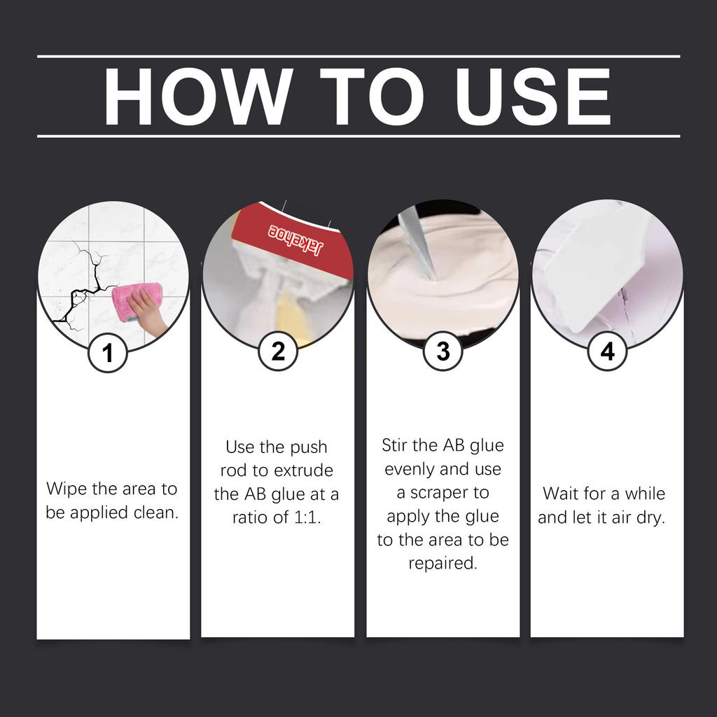 Jakehoe Fliesenreparaturkleber Haushalt Badezimmer Fliesen Bodenfliesenreparatur Marmor AB Reparatur Wasserdichter Kleber