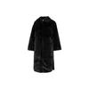 New Nike Women's Faux Fur Long Jacket Asia Sizing Black DQ6839-010