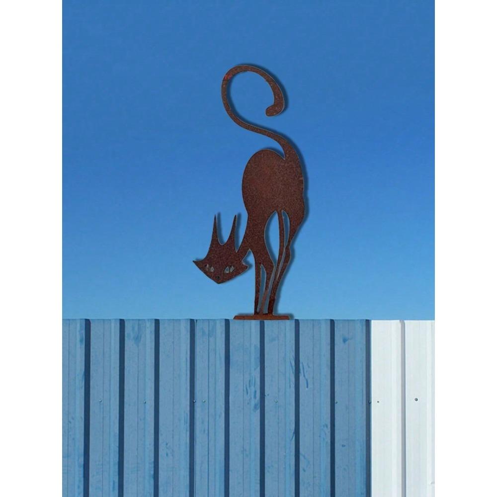 Vintage Black Cat Metal Wall Art Gothic Garden Sculpture Outdoor Halloween Christmas Lawn Decor Goth Yard Statue Unique Gift Cat Lovers