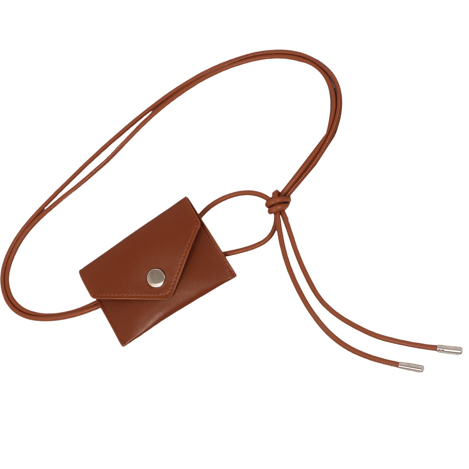 

Knotted Adjustable Waist Belt Bag Women PU Leather Envelope Purse Fanny Pack Belt Practical Fashion Waist Accessory коричневий