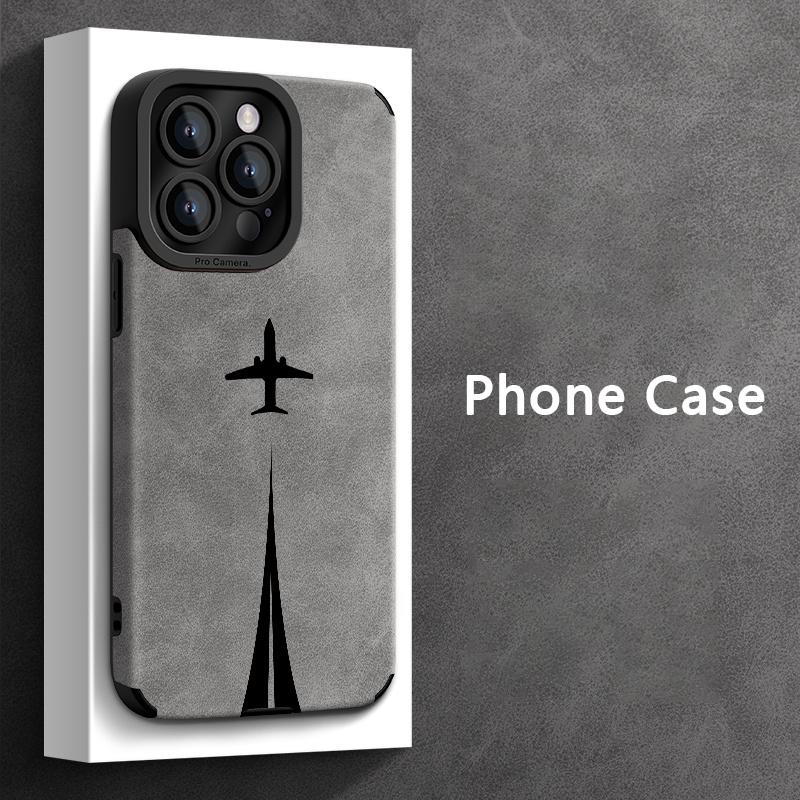 ფუფუნების შავი თვითმფრინავის ტრაექტორიის iPhone-ის ქეისი iPhone 16 15 14 13 12 11 სერიისთვის, დარტყმაგამძლე, გამძლე TPU დამცავი ქეისი, მაღალი დონის დიზაინი148