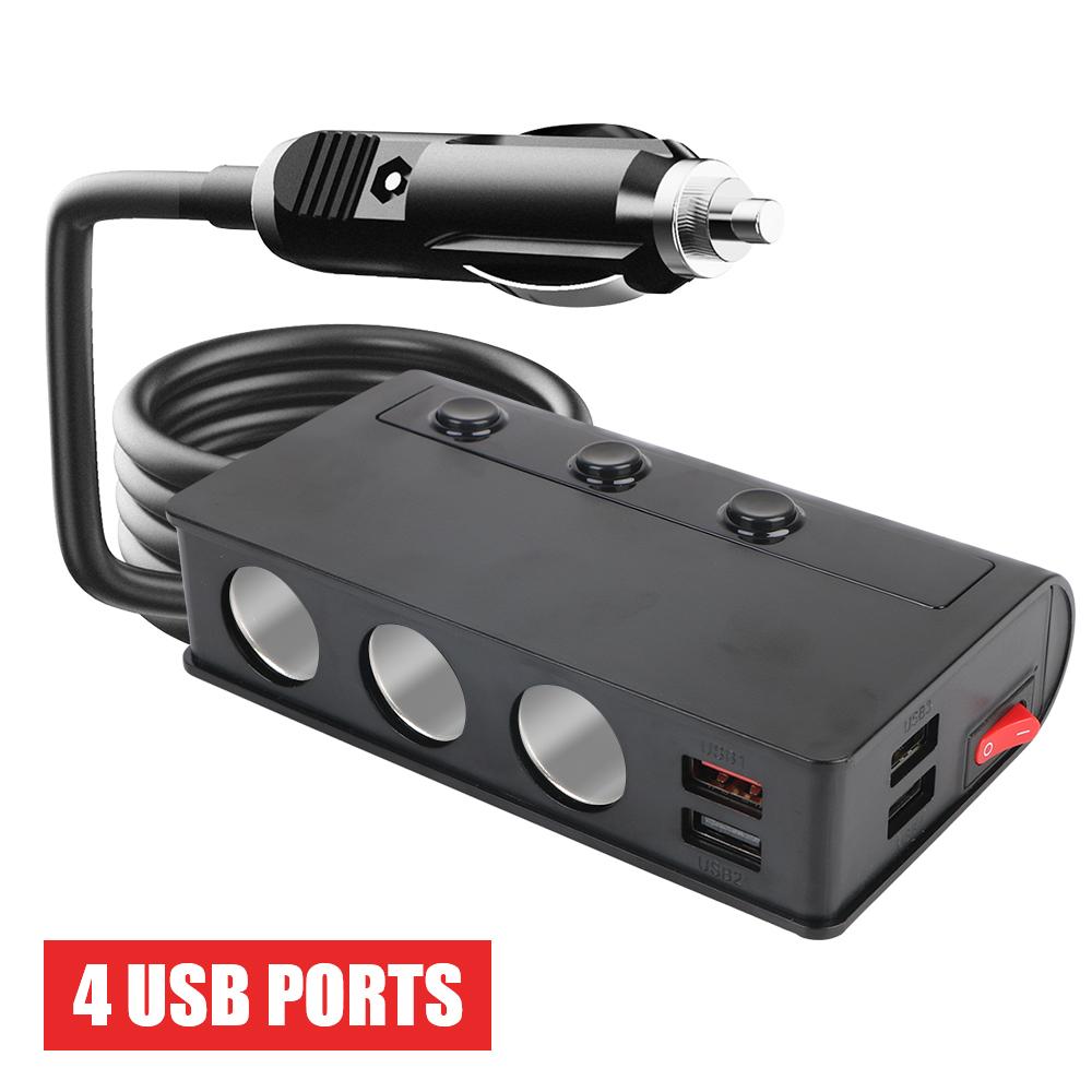 Splitter 3.0 Car Charger Adapter For Phone IPad Cigarette Lighter Car Accessories 4 Port USB Charging Socket 12V 24V Quick Charge 180W