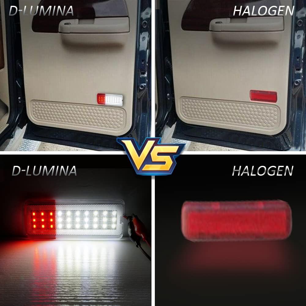 D-Lumina LED Interior Door Lights Courtesy Door Light Assembly Front or Rear Door Reflectors Panel Compatible with Fo-rd 1999-2007 F250 F350 F450
