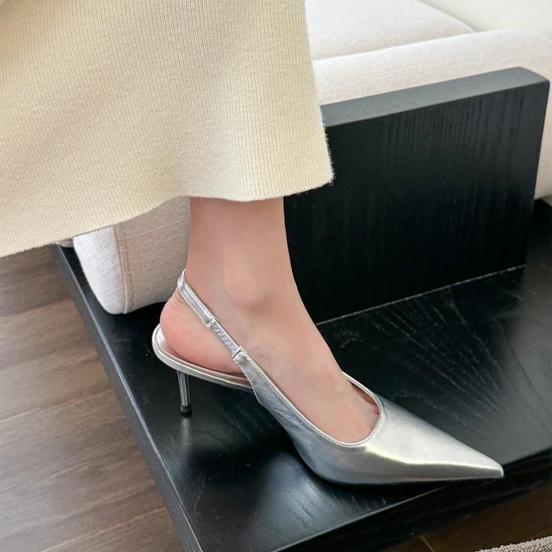 2025 Summer New High Heels Bag Head Sandals Women's Shoes Pointed Black Single Shoes