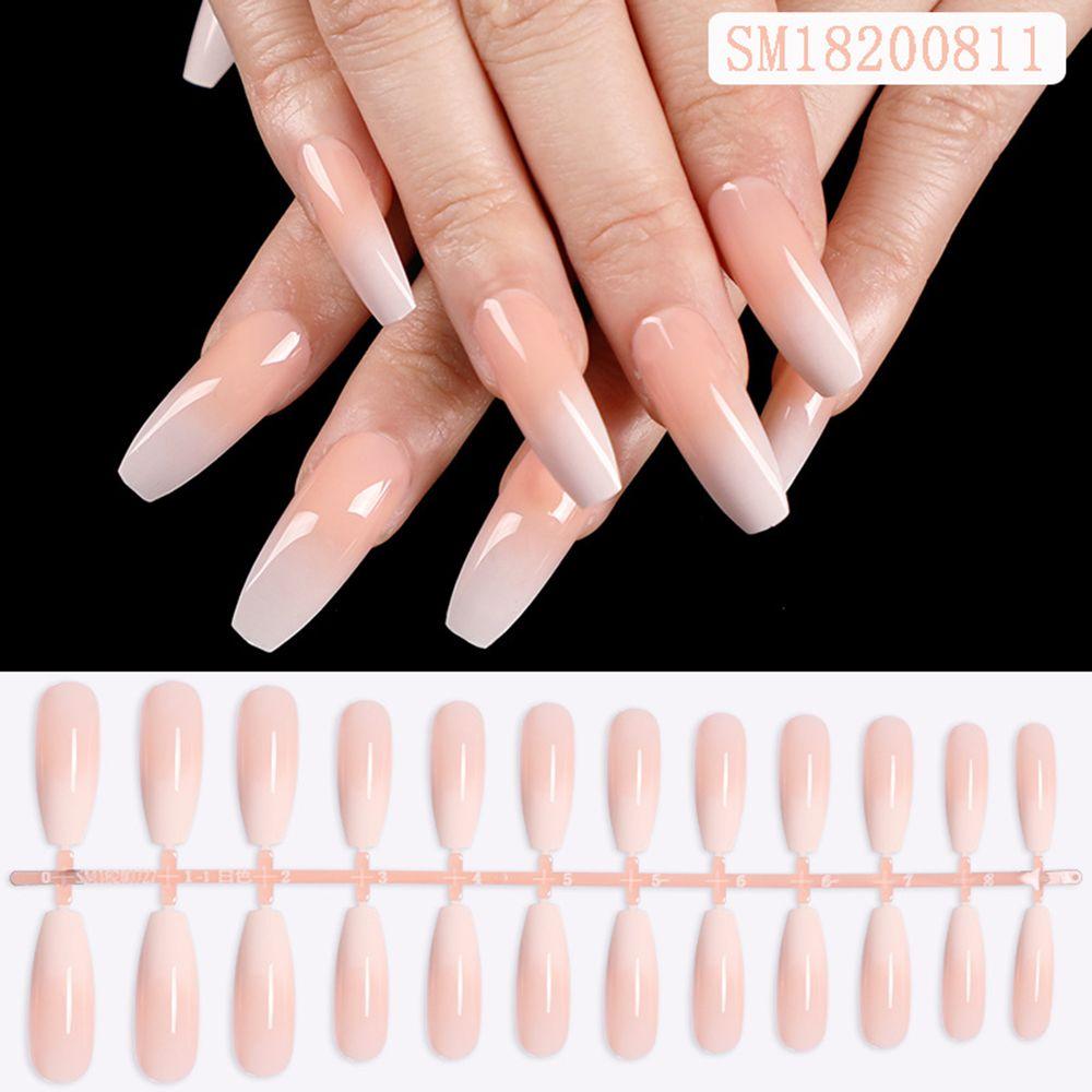 

Women Coffin Natural Ballerina False Nail Tips Fake Nails Manicure Tool Full Cover