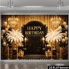 2D Roaring 20s Happy Birthday Backdrop Black Gold Glitter Curtain Party Background Banner