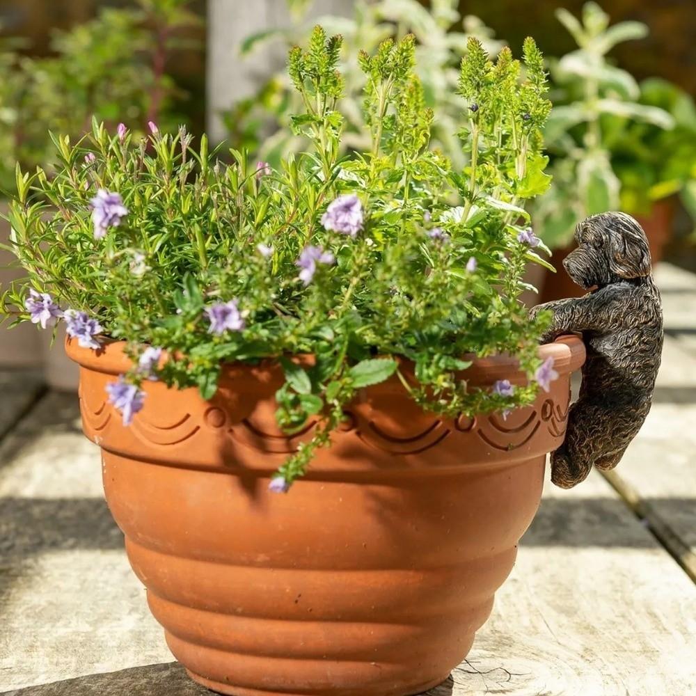 Potted Plant Partner Bronze Gecko Garden Decoration Dog Garden Figurine Balcony Potted Edge