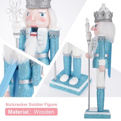 30cm Drewniany Dziadek do Orzechów Ornament Figurka Żołnierza Rękodzieło Lalka Zabawka Dom Biuro Stół Dekoracja Świąteczna Statuetki Prezent Świąteczny