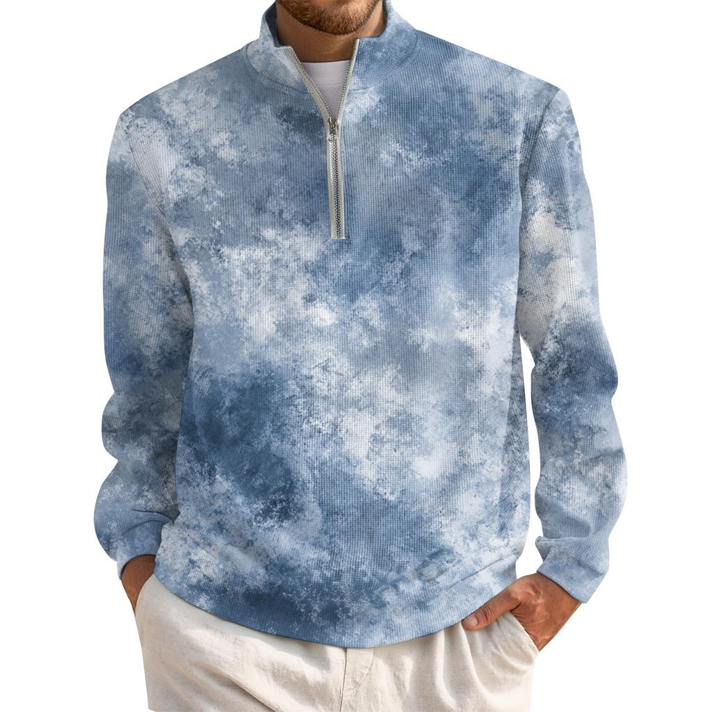 Men's Short Zip Pullover Turtleneck Long Sleeve Top