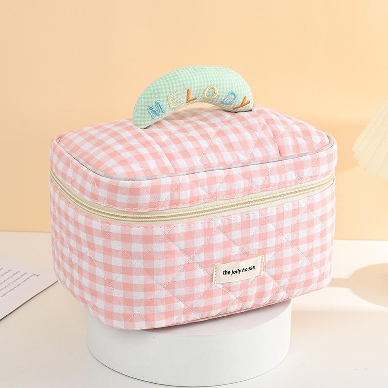 Soft Plaid Makeup Bag - Cute, Comfortable, Large Capacity Travel Toiletry Organizer