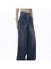 Amerykańskie jeansy vintage z wysokim stanem i oversize dla kobiet, luźne, luźne, Y2K, szerokie nogawki, modne, streetwear, niebieskie, dżinsowe spodnie