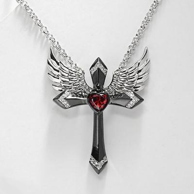 Classic Income Fashion Angel Wings Pendant Necklace Ladies Cross Guardian Zircon Accessories Anniversary Party Banquet Gifts