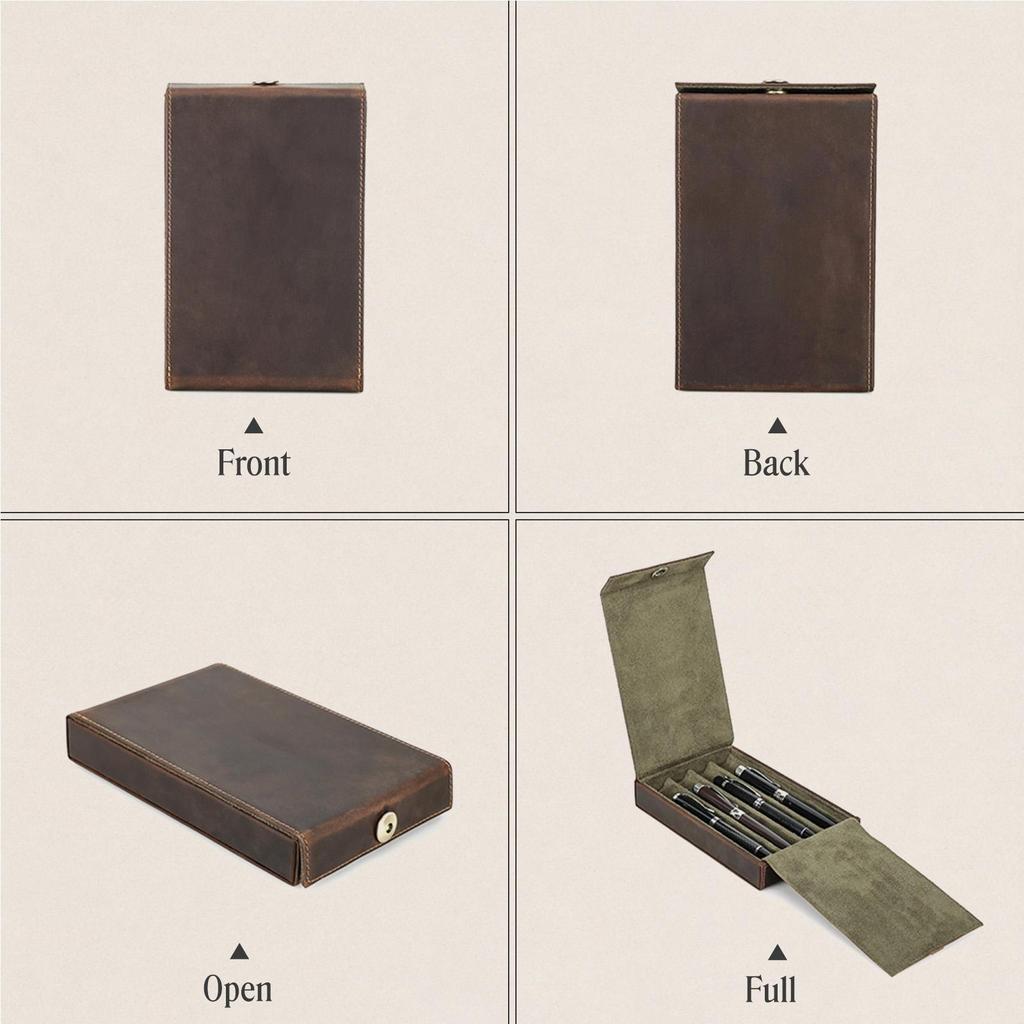 CONTACT'S Crazy Horse Leather Pen Case 4 Slots Business Gifts