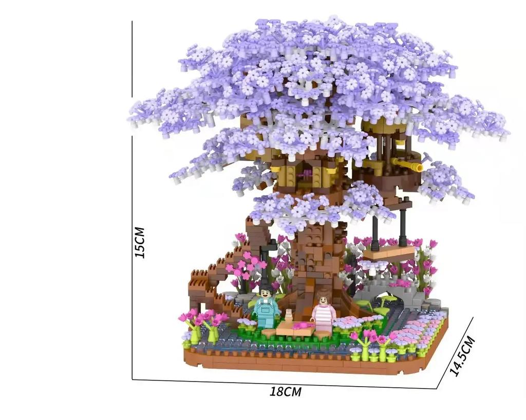 Purple Blossom Sakura Tree Micro Mini Building Blocks Toys Perfect Gift Multiple Styles Office & Home Decor Challenging Bricks