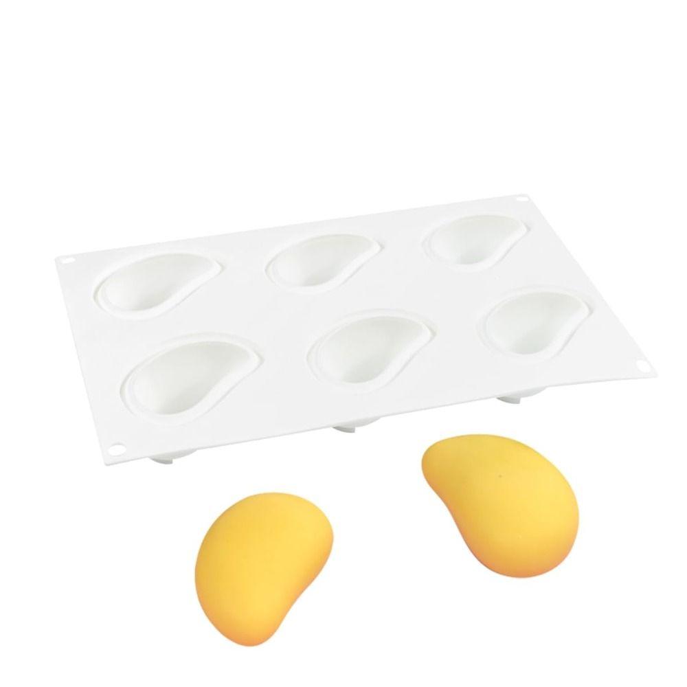 6 Cavity Mango Mousse Cake Mold Fruit Shaped Heat-Resistant Chocolate Dessert Mold Food-Grade Silicone Reusable