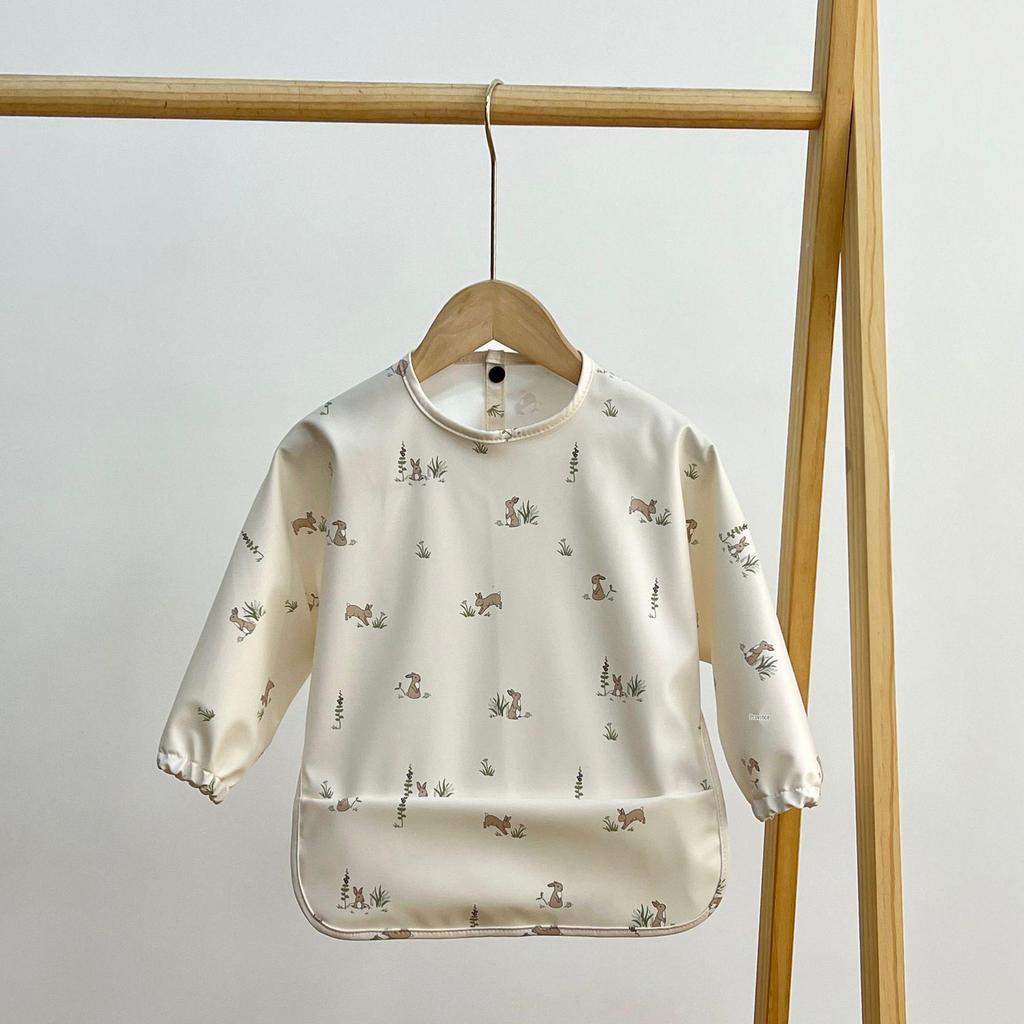 Reversible Waterproof Baby Smock & Bib - Denmark Painting Apron & Food Catcher Coverall