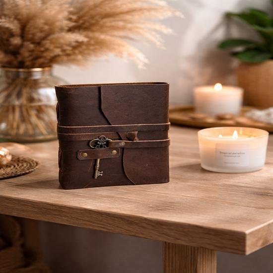 Leather Journal  Embossed Travel Diary with Deckle Edge Paper Home Decor