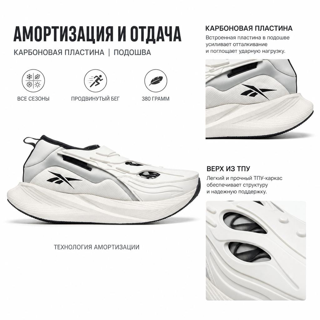 Reebok Floatride Energy Argus X Futuristické Pohodlné Sportovní TPU Tlumení Nárazů Odpružení Středně Vysoké Karbonová Deska Neformální Běžecké Boty H03717