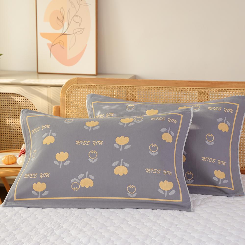A Pair of Pure Cotton Gauze Pillow Towels, New High-density Soft Adult Cover Towels, Cotton Non-slip and Breathable Household