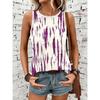Damen Tanktop T-Shirt mit Print und gemusterten kurzen Ärmeln, ärmelloses Damen Rundhals-T-Shirt