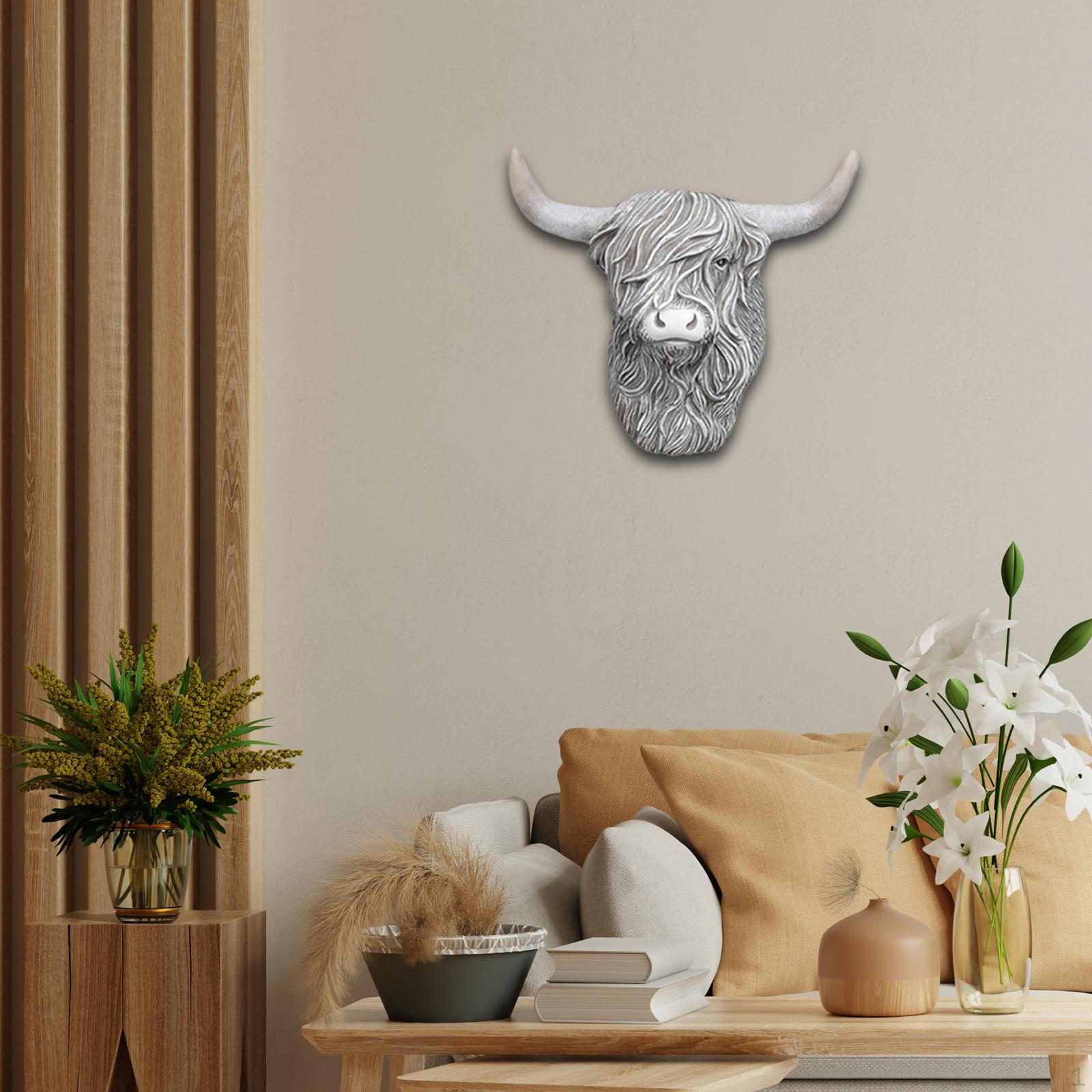 

Декор Корова Голова Фигурка Смола Милое Животное Настенное Украшение для Парка Фермы серый