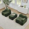 2-Sitzer L-förmiges Modulares Knochenloses Sofa mit 1 Hocker, Wellenform, Bewegliches Armlehnenkissen, für Wohnzimmer & Wohnung, Keine Montage Erforderlich, Grün