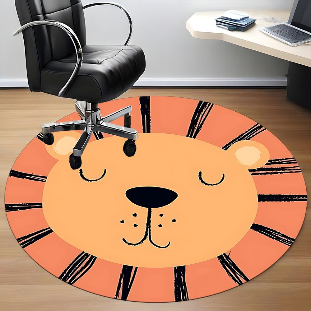 1pc Lion Face Office Round Rug, Non-slip, Soft and Durable Office Rug for Interior Decoration, Perfect for Office, Beautiful Decoration yy260312032