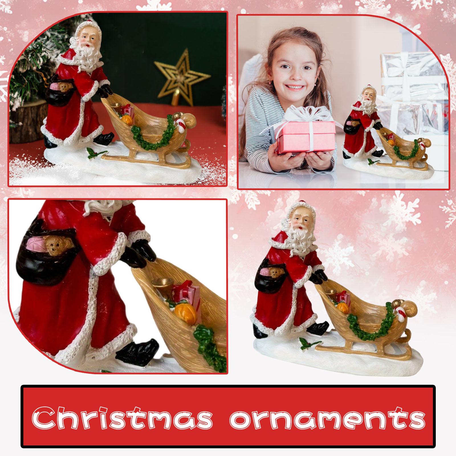 

Santa Sled Statue Resin Crafts Holiday Party Props Home Decoration Ornaments One Size