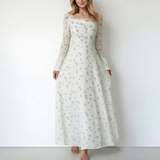2026 Spring Women's Strapless Colorful Printed Evening Gown Dress - European and American Fashion