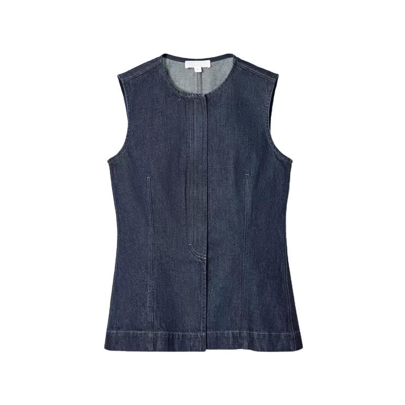 Spring New Women's Clothing French Design Slim Fit Round Neck Denim Sleeveless Tops Vest 1265155