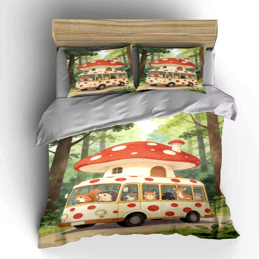 Mushroom House and Animals. Bedding Sets Duvet Cover Sets Duvet Covers Pillowcases(1 * Duvet Cover 2 * Pillowcases Without Duvet Insert)