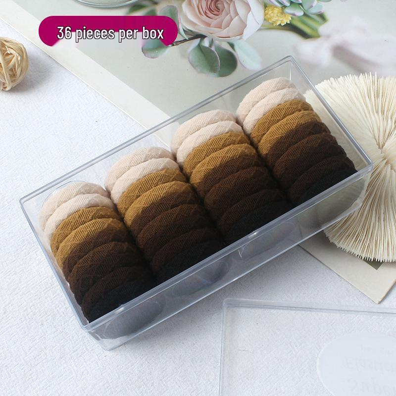 Korean Style Solid Color Hair Ties Set - Simple Flocked Ponytail Holders for Girls