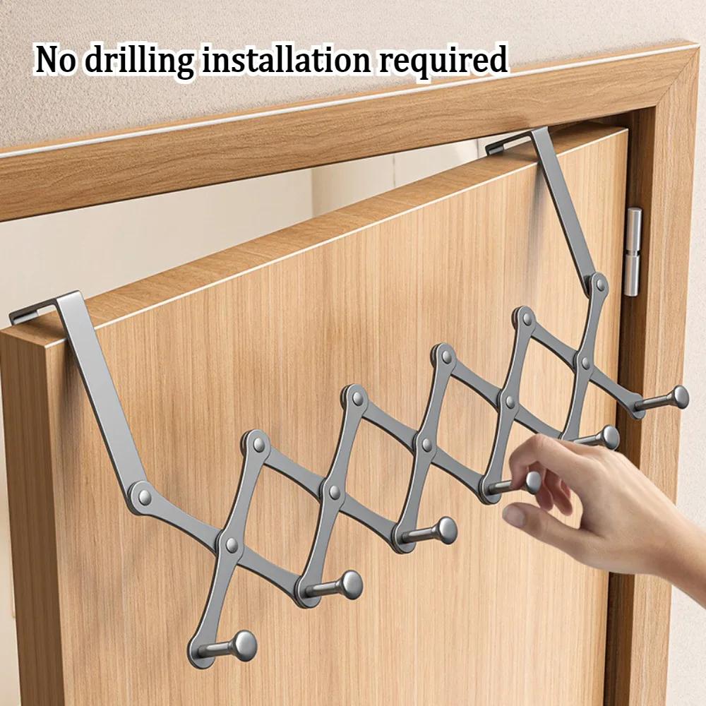 Scalable Hook Behind The Door Carbon Steel No Punching Required Cabinet Coat Hook Waterproof Wear-resisting Bedroom Storage Rack