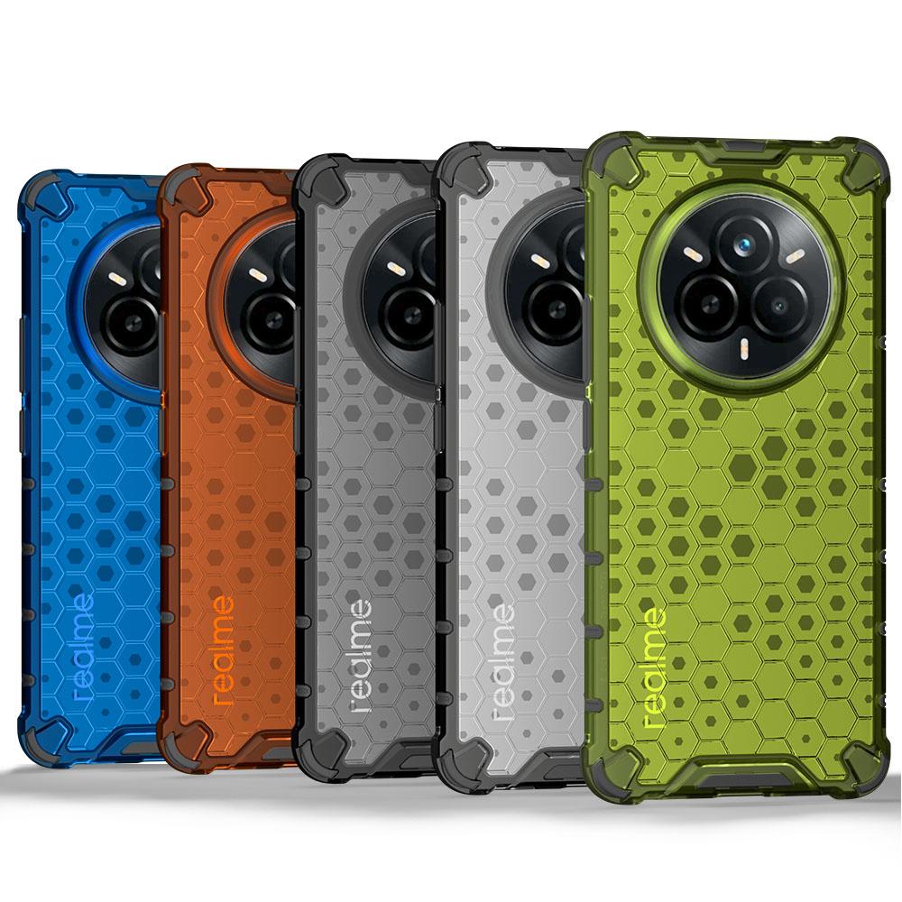 KEYSION Shockproof Armor Case for Realme 14 Pro+ 5G Soft Silicone+PC Transparent Honeycomb Phone Cover for OPPO Realme 14 Pro 5G